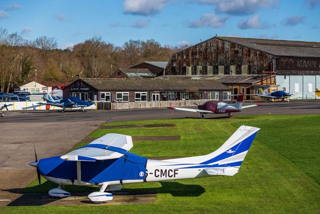 Fairoaks Airport Business Park arial view